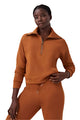 Spanx AirEssentials Half Zip in Butterscotch, front view