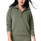 Spanx AirEssentials Half Zip in Clover, front view