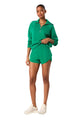 Spanx AirEssentials Half Zip in Field Green, front view