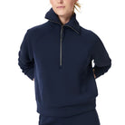 Spanx AirEssentials Half Zip in Timeless Navy, front view