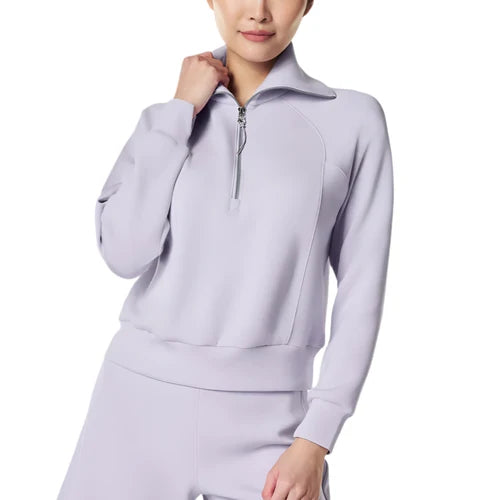 Spanx AirEssentials Half Zip in Violet Air, front view