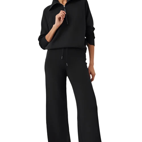 Spanx AirEssentials Wide Leg Pant in Very Black, front view