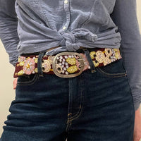 Morning Glory Floral Embroidered Wool Belt