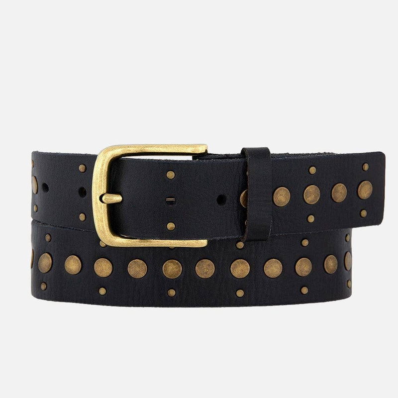 Gold Buckle Studded Fashion Leather Belt