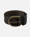 Oval Buckle Leather Studded Belt