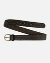 Oval Buckle Leather Studded Belt