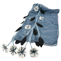 Grey Chiffon Scarves with Felted Flower Hanging