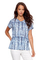 Charlie B V-neck Short Sleeve T-shirt in zig zag print, linen blend