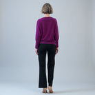 Back view of the Clara Sunwoo magenta boat neck blouson sweater