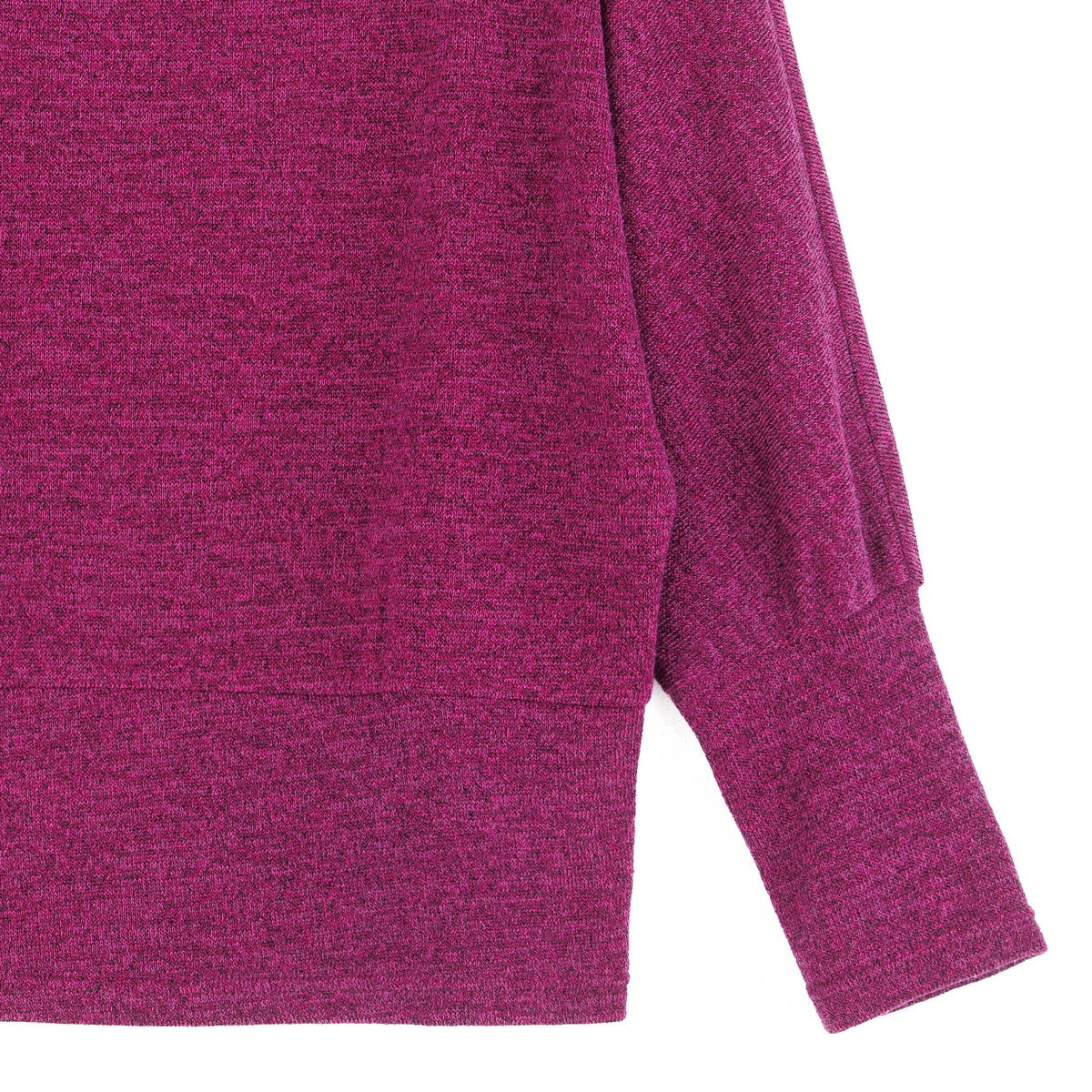 Close-up of the heathered knit texture on the Clara Sunwoo magenta sweater