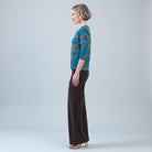 Alternate side view of the Clara Sunwoo fall leaves top
