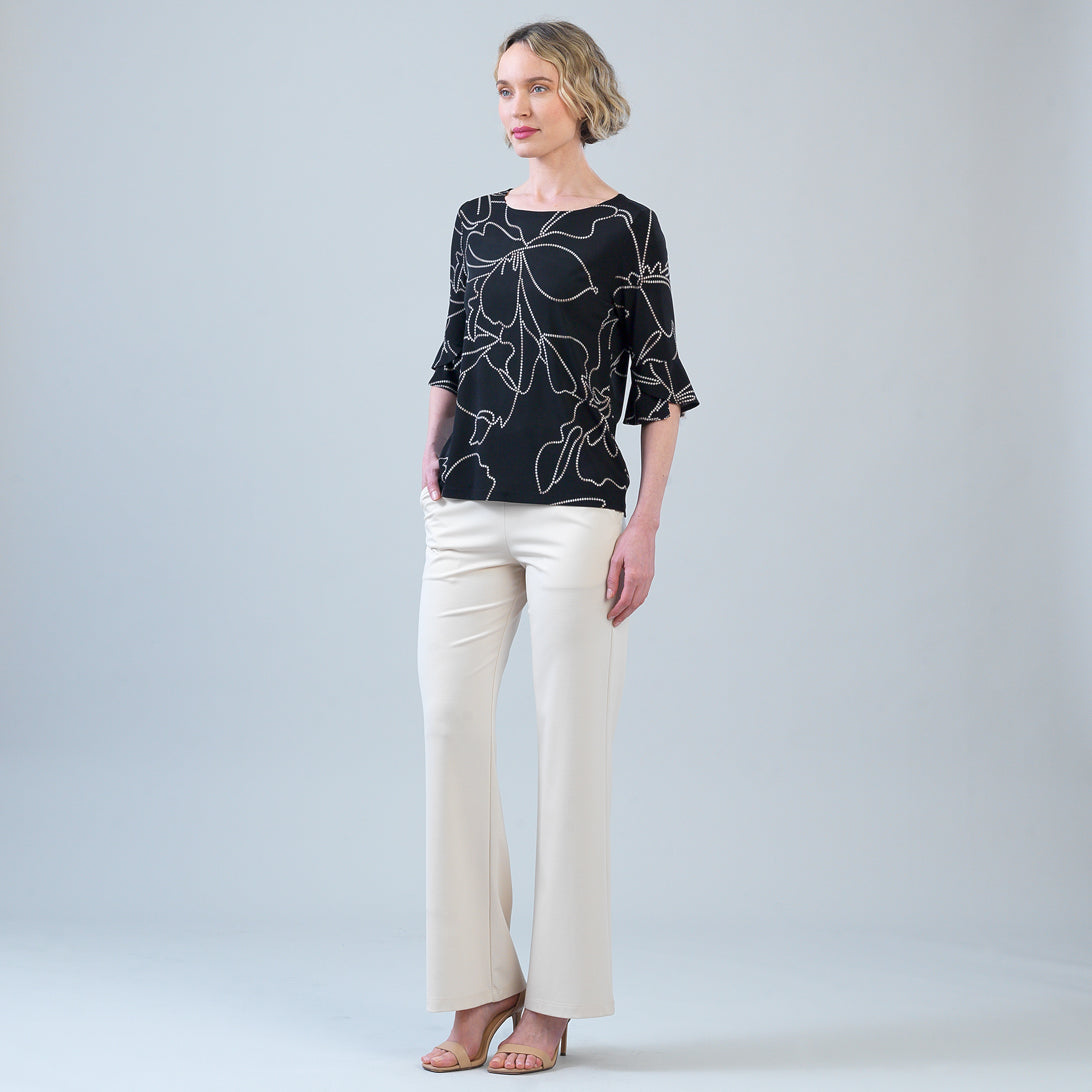 Alternate front view of the Clara Sunwoo floral foiled knit top