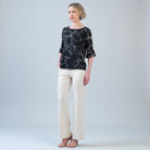 Alternate front view of the Clara Sunwoo floral foiled knit top