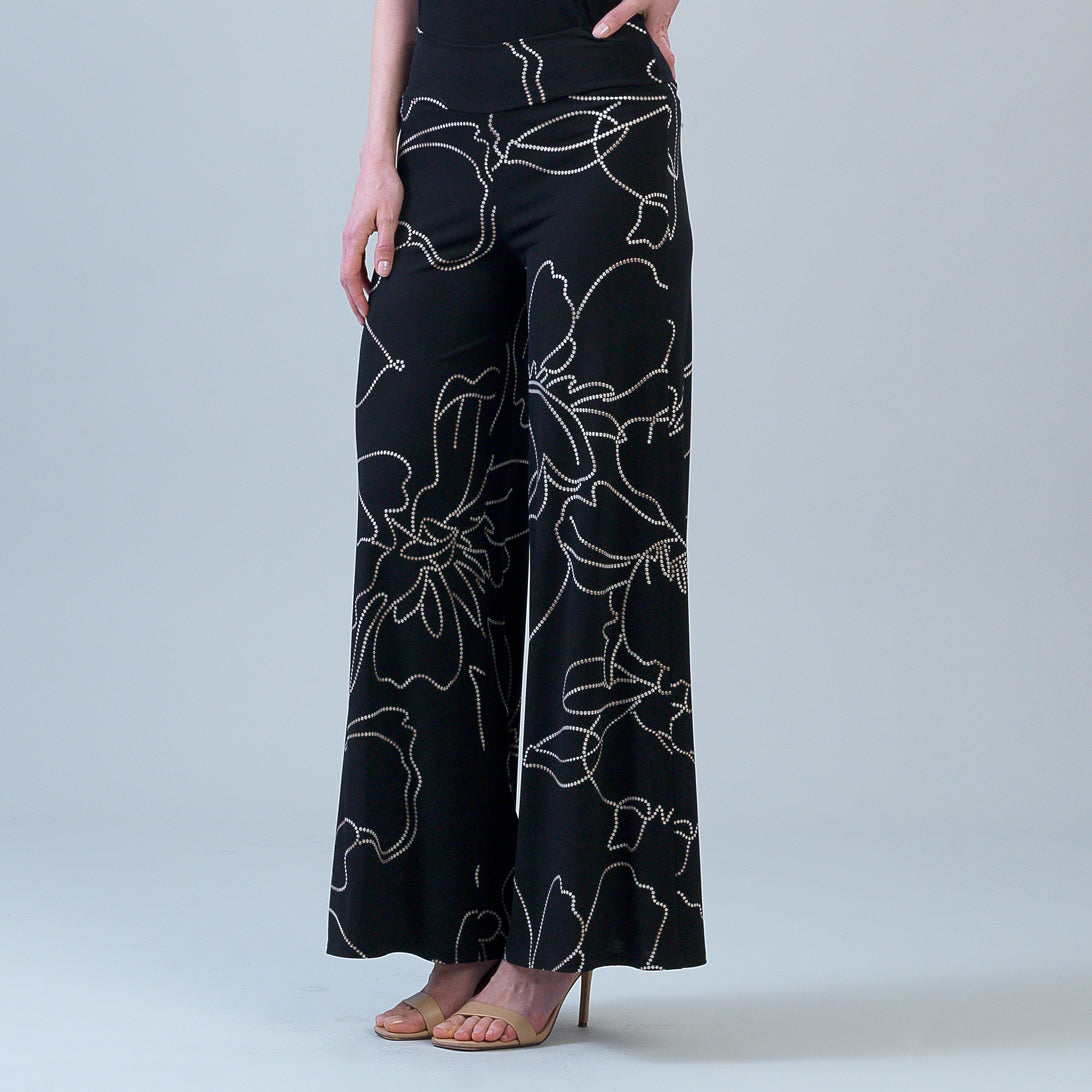 Alternate front view of the Clara Sunwoo floral foiled palazzo pant
