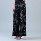 Alternate front view of the Clara Sunwoo floral foiled palazzo pant