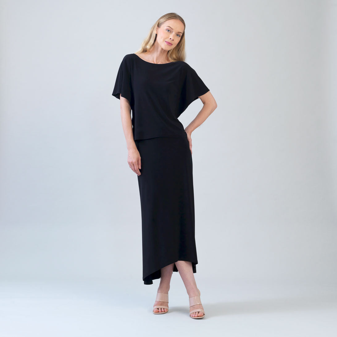 Alternate front view of the Clara Sunwoo black flutter sleeve top