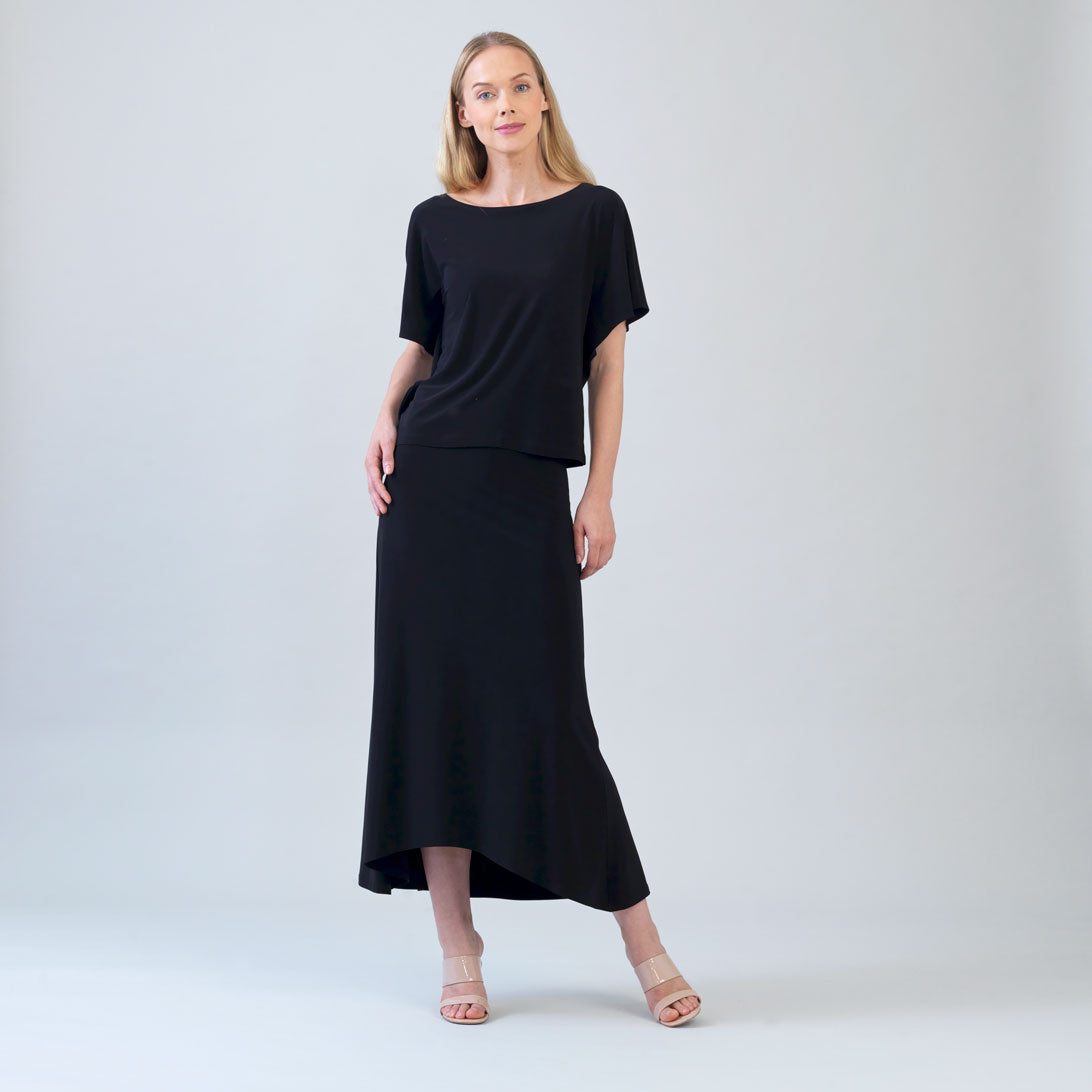 Clara Sunwoo flutter sleeve top in black, front view