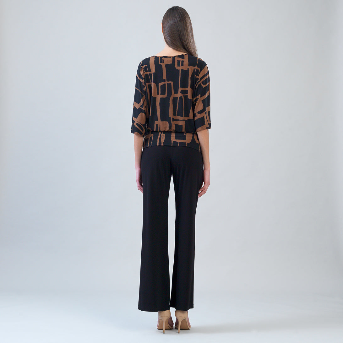 Back view of the Clara Sunwoo geo print soft knit top