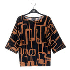 Clara Sunwoo black and brown geo print top laid flat