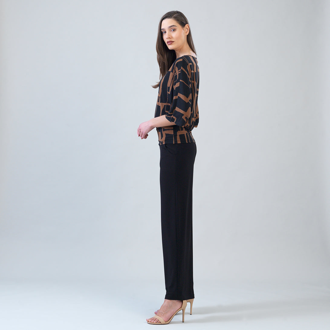Alternate side view of the Clara Sunwoo geo print knit top