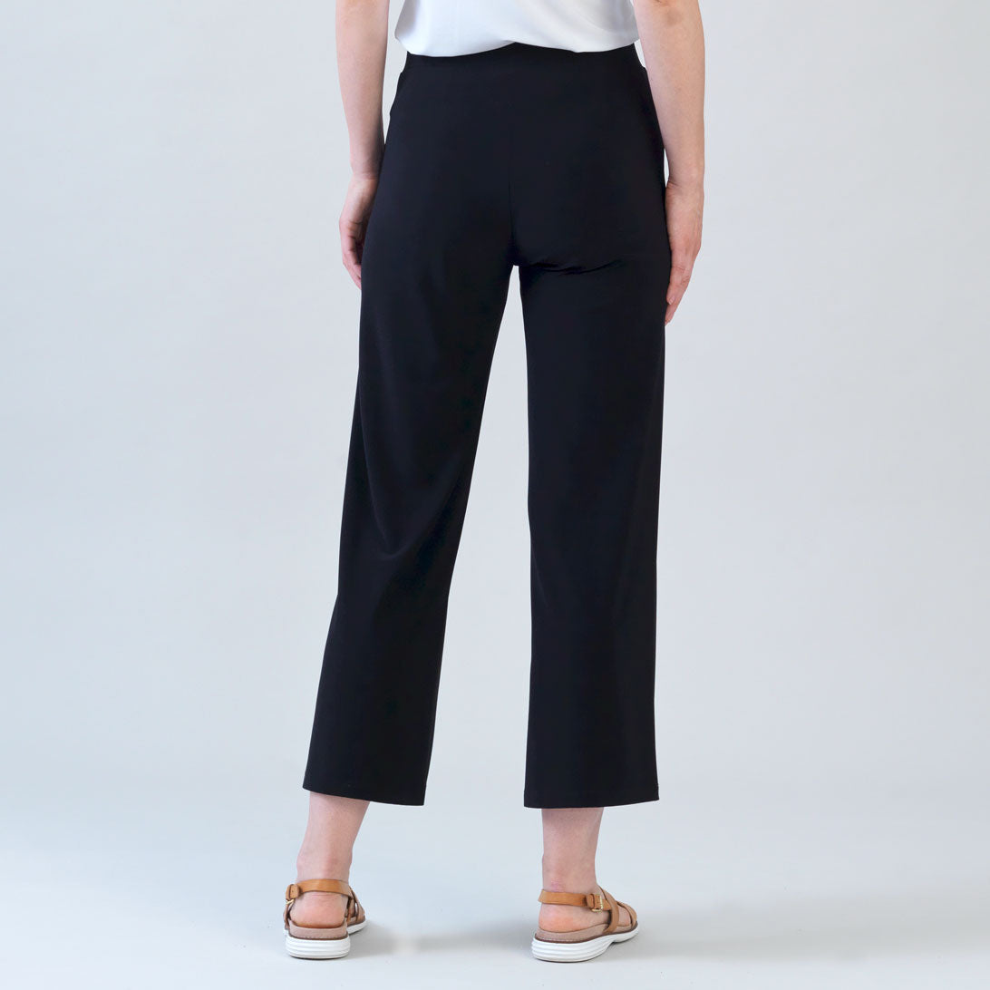 Back view of the Clara Sunwoo black kick slit ankle pant