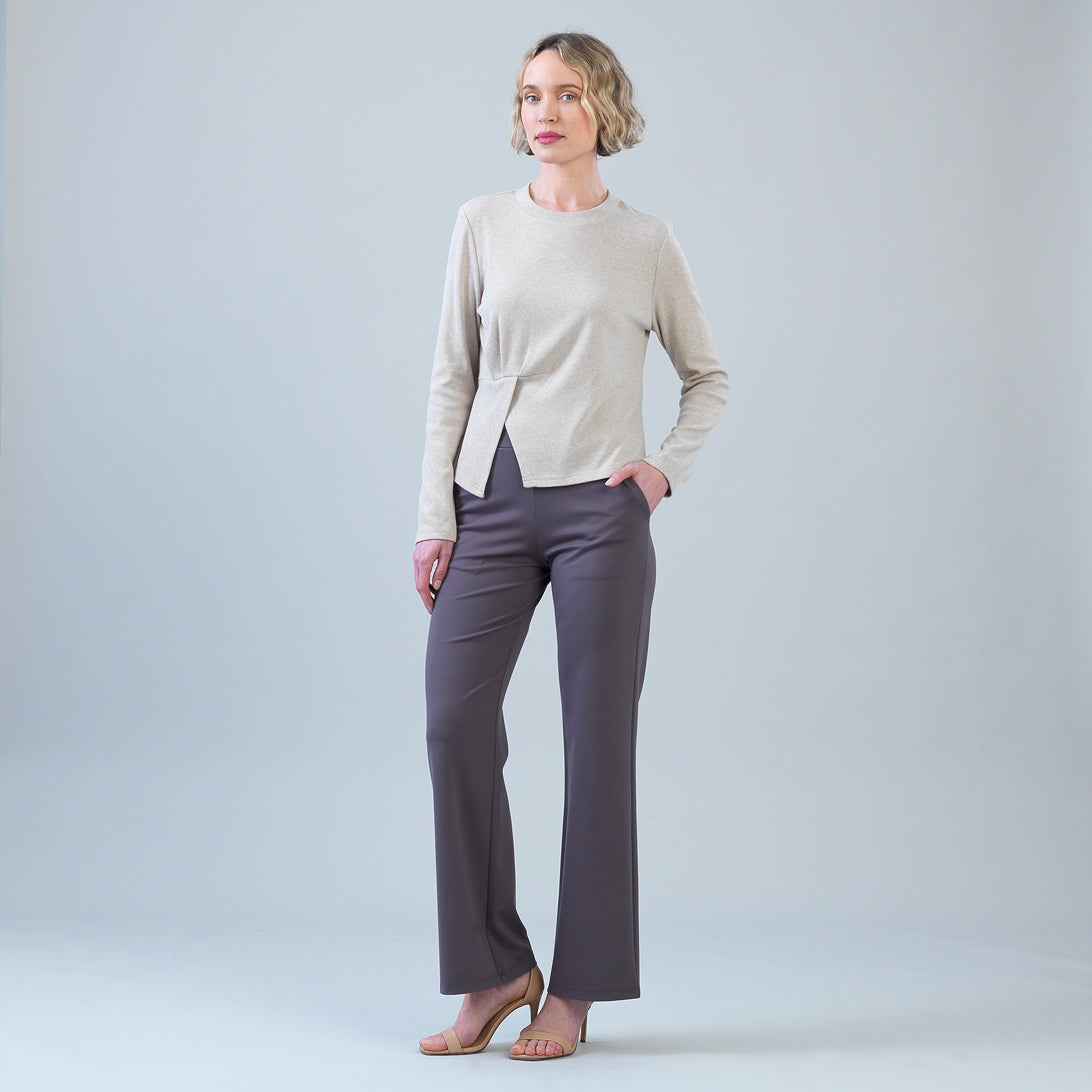 Alternate front view of the Clara Sunwoo natural lounge knit sweater