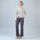 Alternate front view of the Clara Sunwoo natural lounge knit sweater