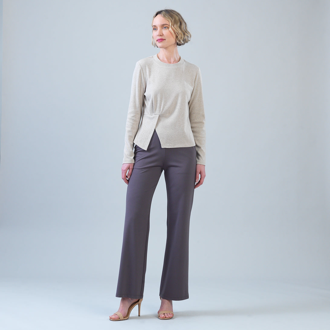 Clara Sunwoo lounge knit stitch overlay sweater in natural, front view
