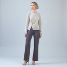 Clara Sunwoo lounge knit stitch overlay sweater in natural, front view