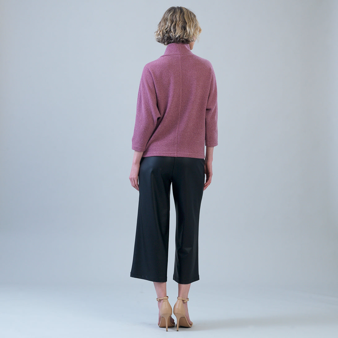 Back view of the Clara Sunwoo mauve plush ribbed sweater
