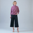 Clara Sunwoo plush ribbed petal neck sweater in mauve, front view