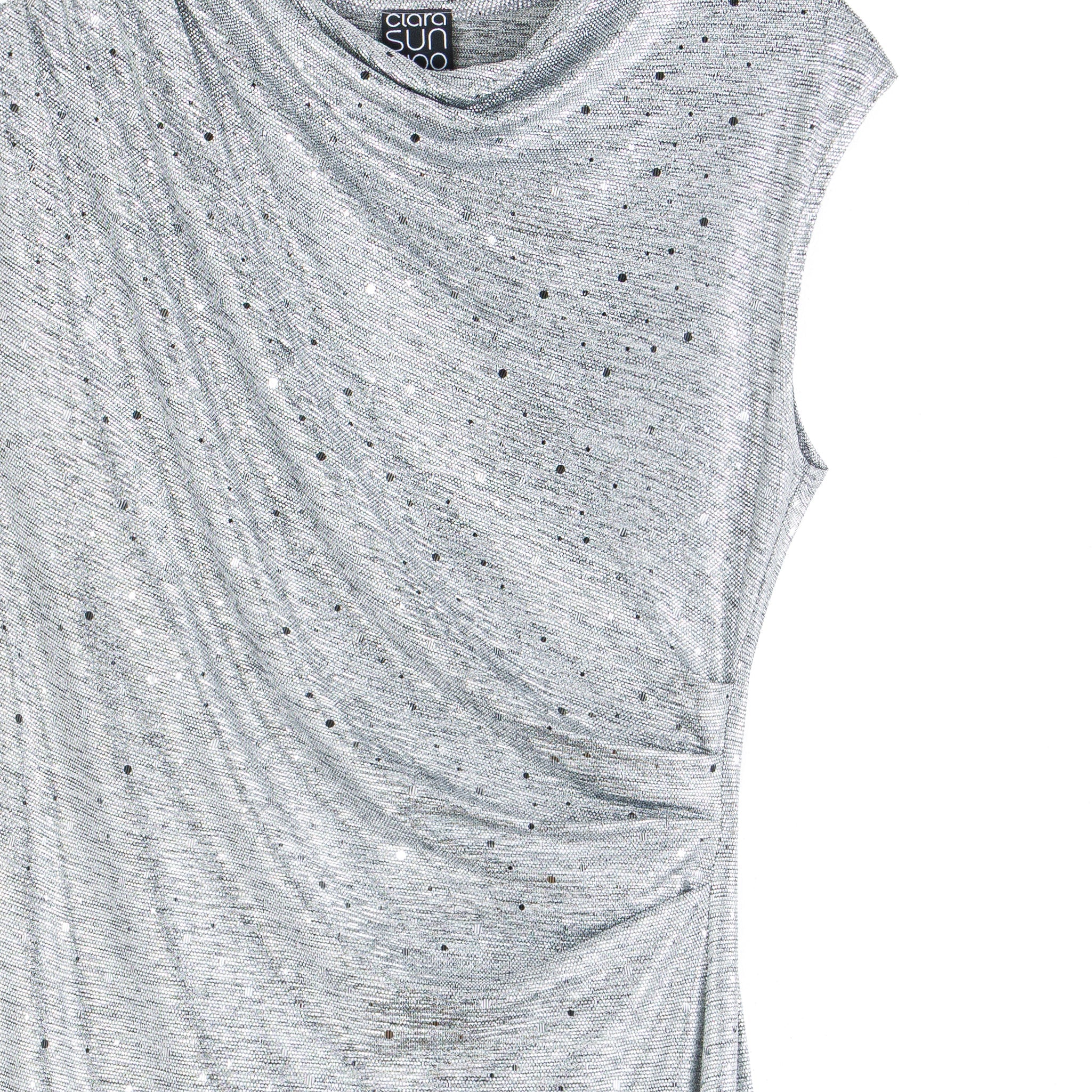 Close-up of the silver shimmer dot knit