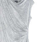 Close-up of the silver shimmer dot knit