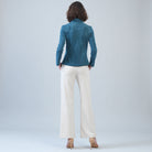 Back view of the Clara Sunwoo blue moss soft suede jacket