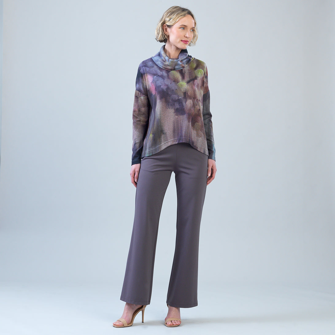 Clara Sunwoo watercolor garden cowl neck tipped hem sweater, front view