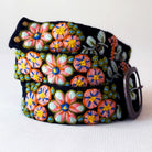 Colorful floral embroidery belt on a white background