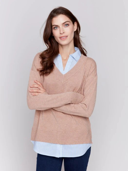 Plushy Knit and chambray shirt