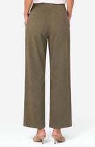 Back view of the Hunter Green wide-leg crop trouser with drawstring waist, showing the silhouette and back patch pockets