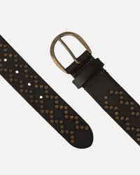 Oval Buckle Leather Studded Belt