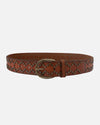 Oval Buckle Leather Studded Belt