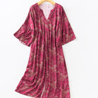 Red floral satin sleep dress, product photo