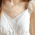 Close-up of the lace trim neckline with built-in bra support