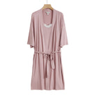 Dusty rose lace trim robe and slip set, product photo