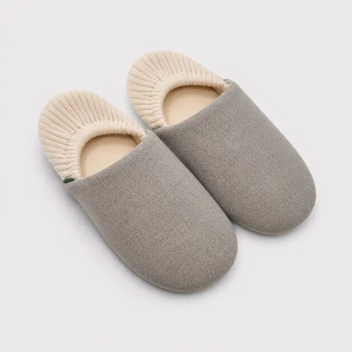 Tan quiet knit house slippers, alternate view