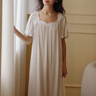 White lace trim viscose nightdress, product photo