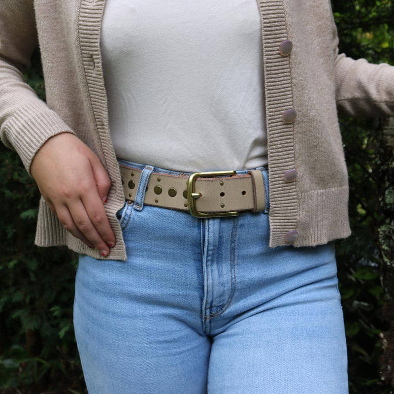 Gold Buckle Studded Fashion Leather Belt