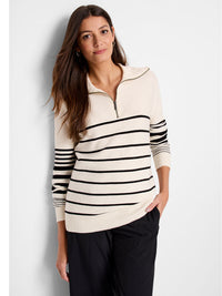 Easy stripe half zip sweater