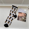 Black Tulip Floral Sheer Socks