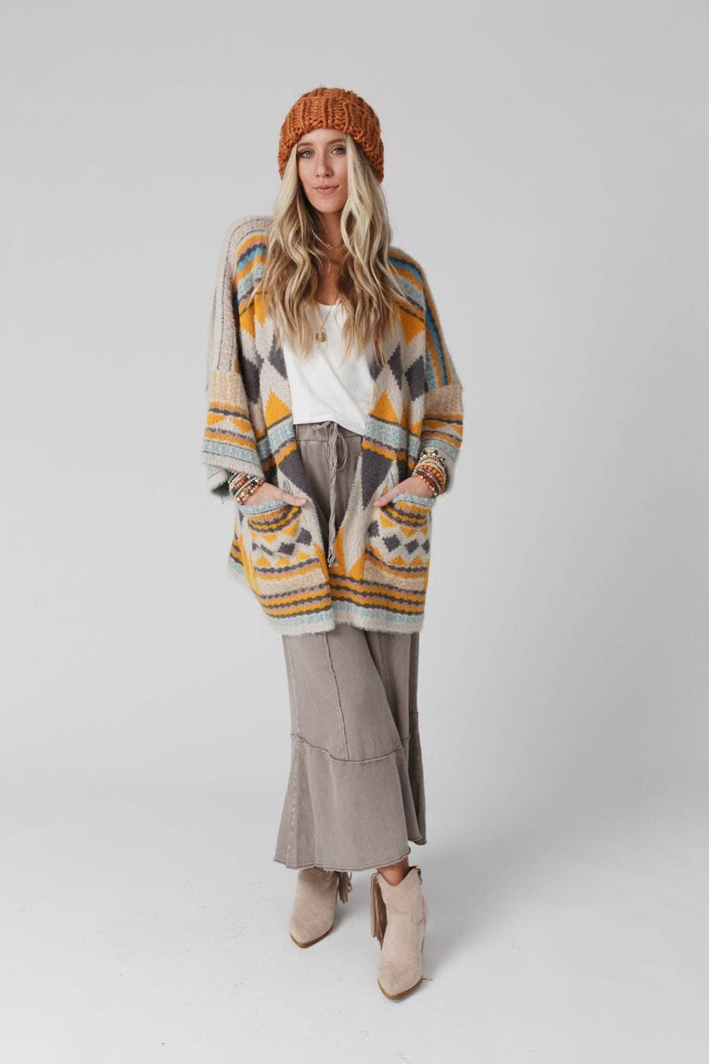 Keep It Up Oversized Cardigan - Mustard