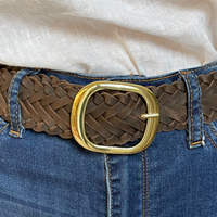 Le Papillon - Windsor Braided Brown Belt: Small